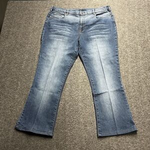 DG2 Diane Gilman Cropped Jeans Womens 18W Plus Blue Flare Stretch Elastic Waist